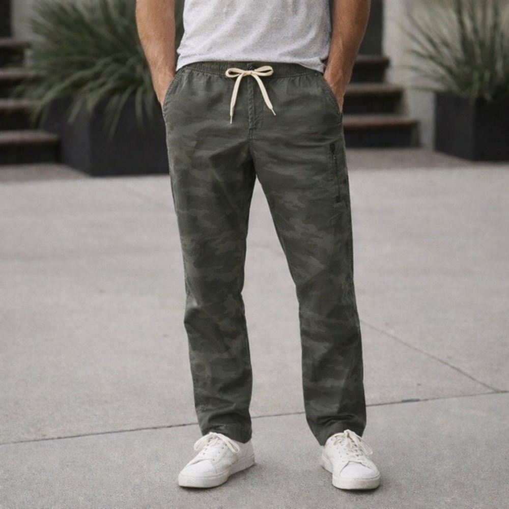 Vuori Men's Camo Ripstop Climber Pants Bottoms Drawstring Elasric Waist Zippe z0 - Picture 9 of 9
